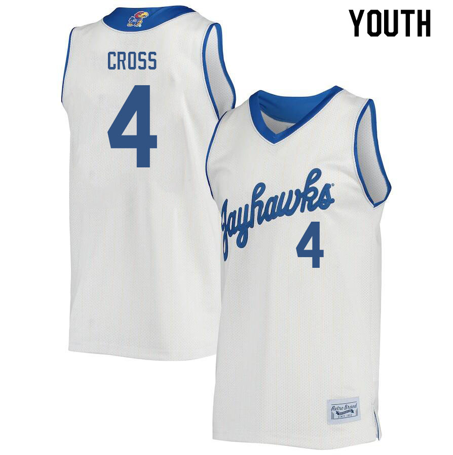 Youth #4 Justin Cross Kansas Jayhawks College Basketball Jerseys Stitched Sale-Retro